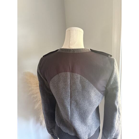 BCBGMaxAzria Gray Wool Blend Military Jacket Womens XS Double Breasted Fall Coat - Picture 8 of 10